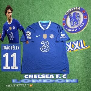 Nike Chelsea FC Joao Felix #11 2022/2023 Home Blue Jersey UCL Patches Rare XXL